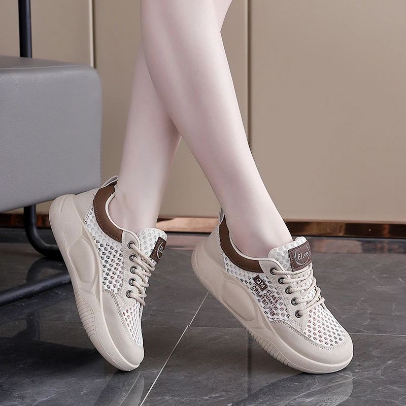 2025夏季小白鞋新款韩版ins学生网面厚底运动休闲板鞋女时尚百搭