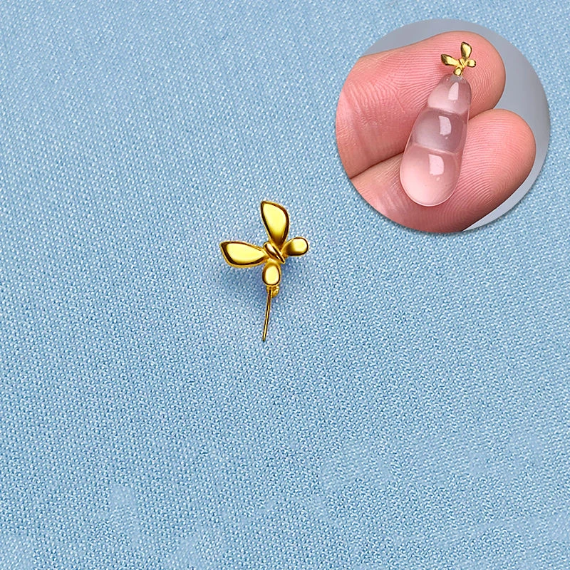 diy配件镀18K色蝴蝶扣头百搭气质观音佛公吊坠扣头项链夹扣瓜子扣