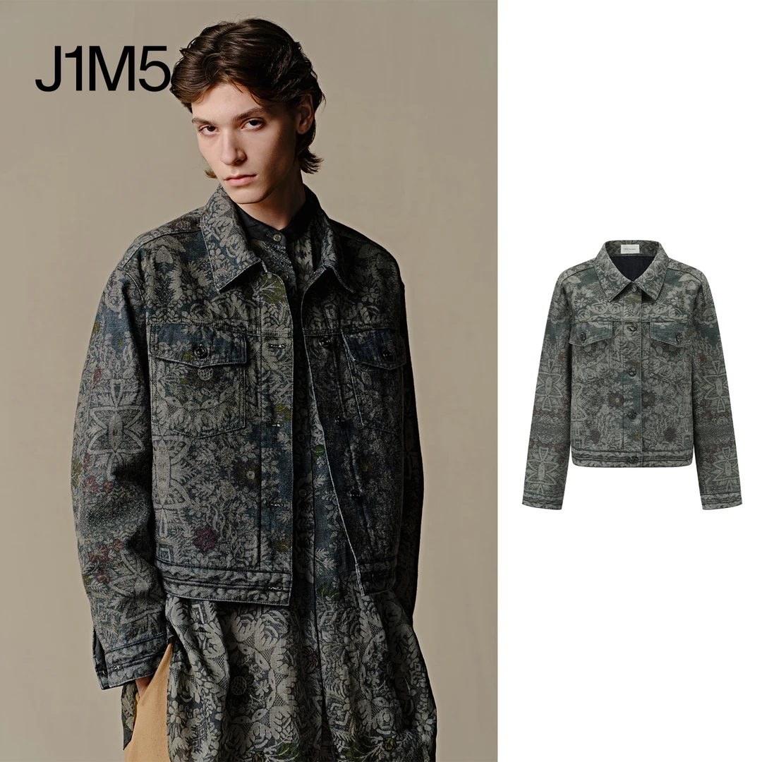 J1M5买手店 INTO THE EAST 25春夏 复古印花牛仔外套春秋宽松