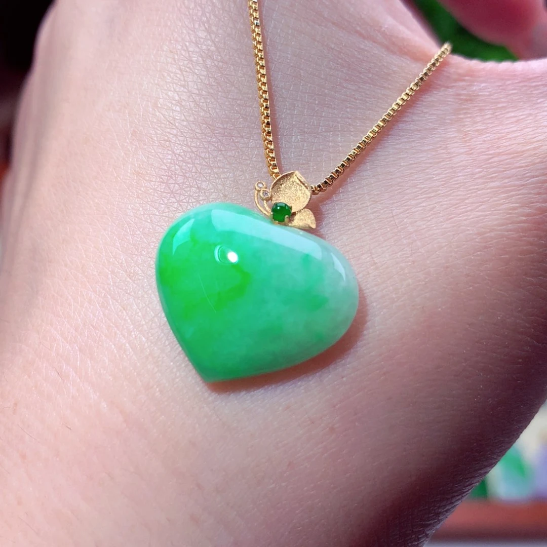 翡翠吊坠(不含链)18K金镶嵌
