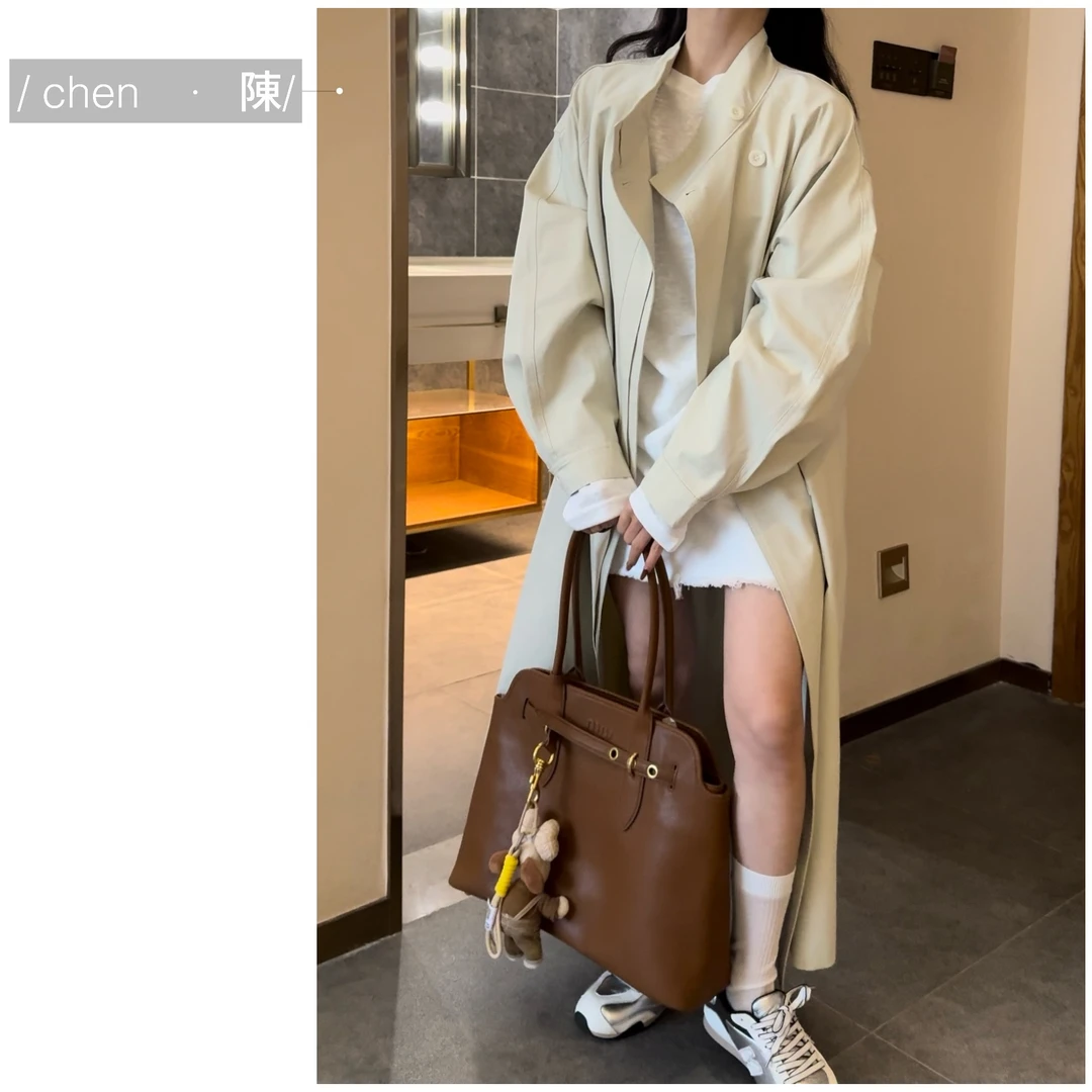 chen·陳早秋【简约立领】长款风衣外套
