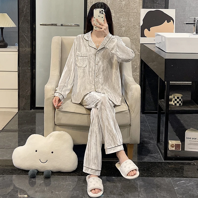 金丝绒睡衣女春秋季长袖2025新款可外穿开衫ins风冬天家居服套装