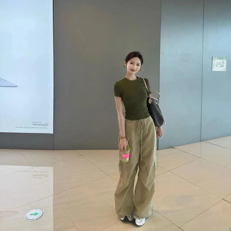 夏季新款时尚洋气休闲装职场通勤修身上衣宽松显瘦裤子高级感套装