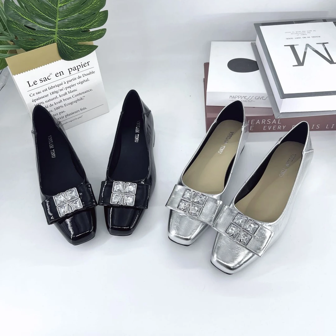 【康弟专属】方头气质跟鞋浅口时尚粗跟漆皮低跟单鞋百搭2231