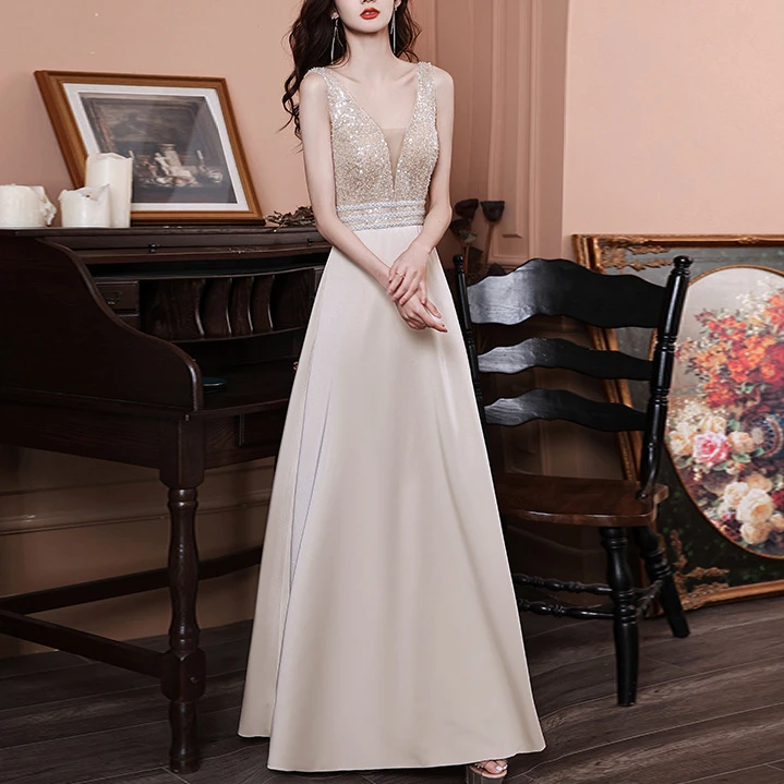 晚礼服2025新款春季宴会端庄气质显瘦名媛时尚长款主持人晚礼服女