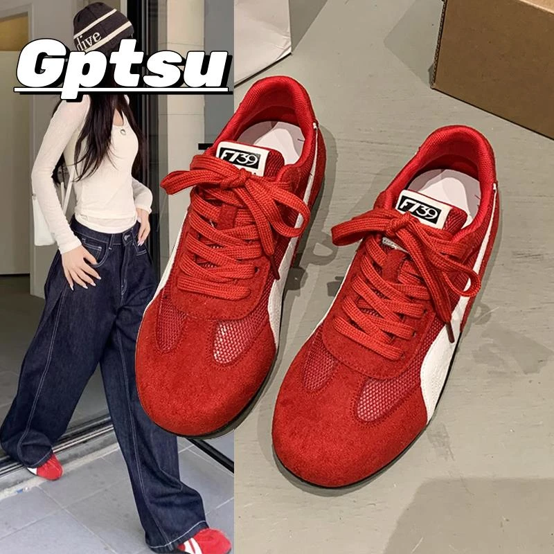 GPTSu德训鞋女新款春夏网面透气女鞋小白鞋芭蕾风休闲运动阿甘鞋