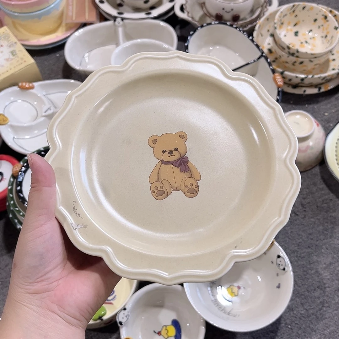 小熊盘子微微瑕陶瓷餐具