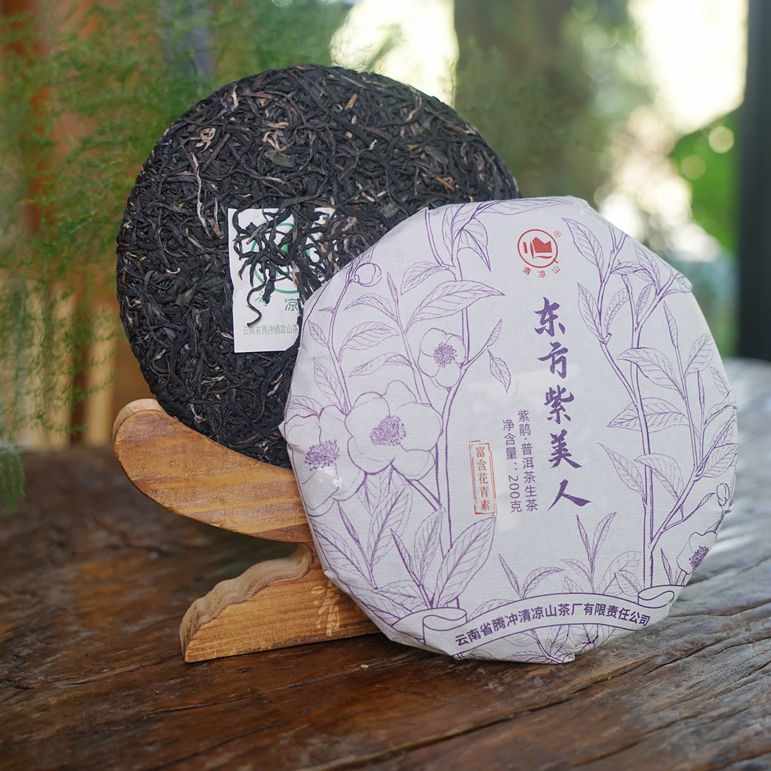 清凉山【生茶-东方紫美人】-2024年特殊品种纯紫鹃高花青素200克饼