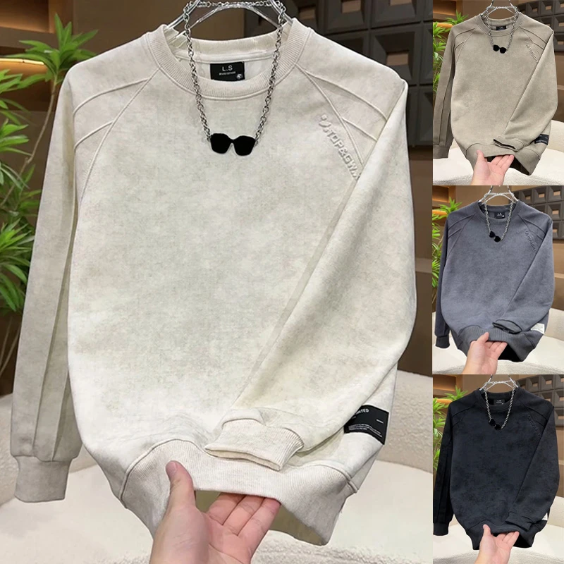 2025秋季新款美式帅气扎染长袖男士休闲款式半袖字母印花简约上衣