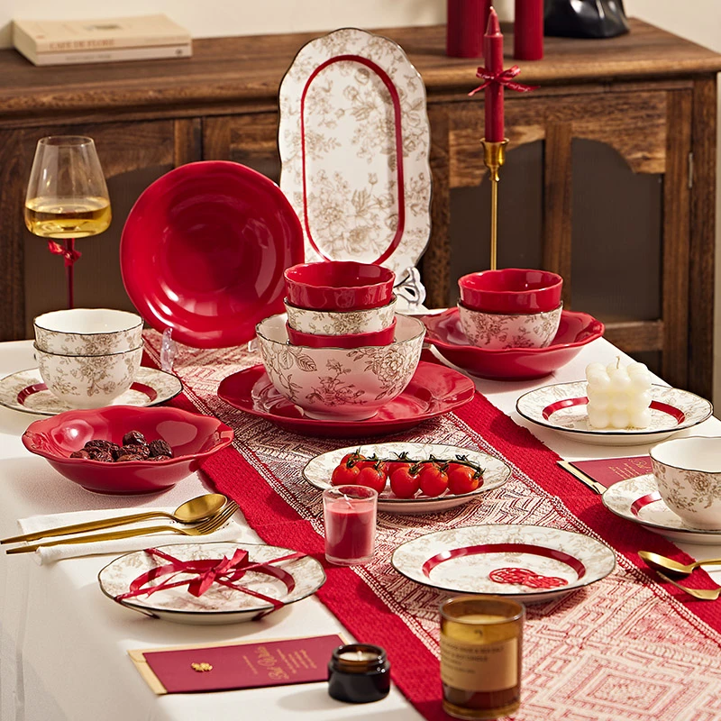 碗碟套装釉下彩家用2025新款高颜值乔迁新居送人组合陶瓷餐具礼盒