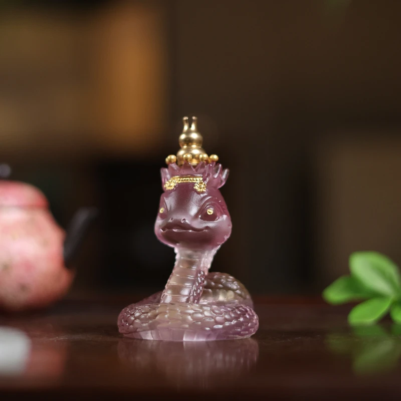 【陶珊居】灵蛇有灵-紫琥渐变金小蛇（琉璃S0523）