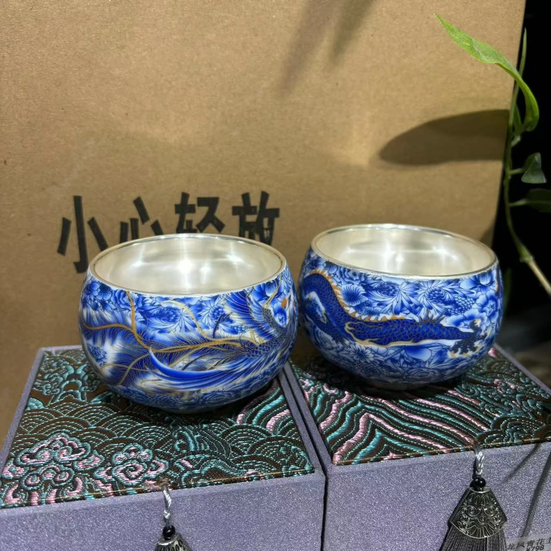 鎏银龙凤呈祥禅定大号主人杯对杯MC004