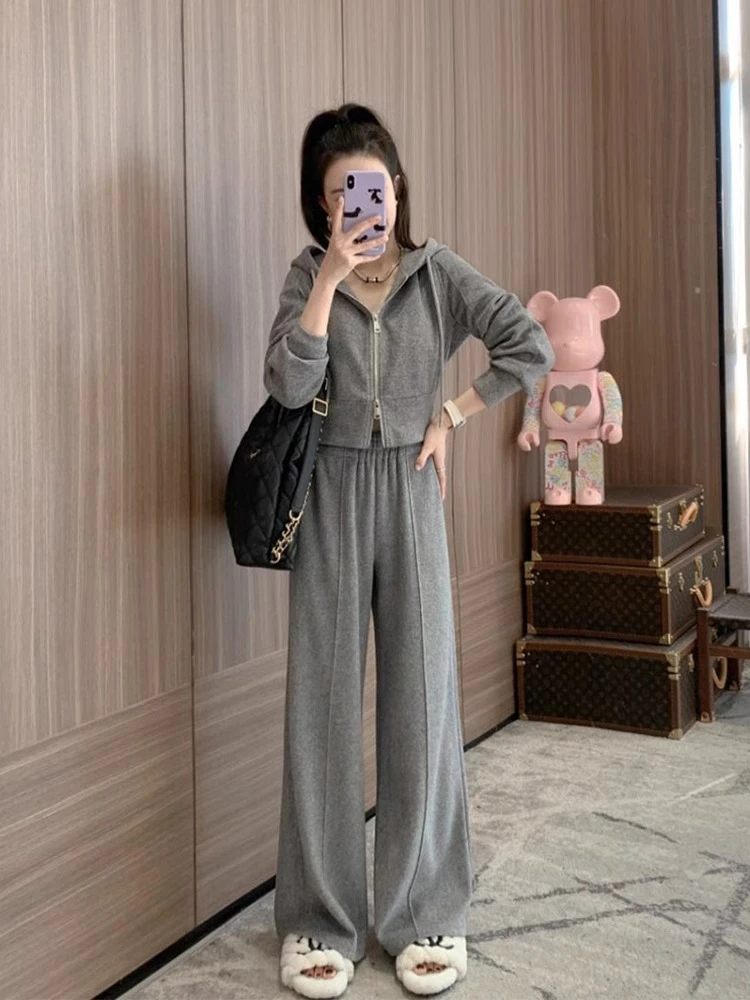 2506运动套装女秋季网红时尚休闲盐系炸街连帽卫衣两件套减龄时髦