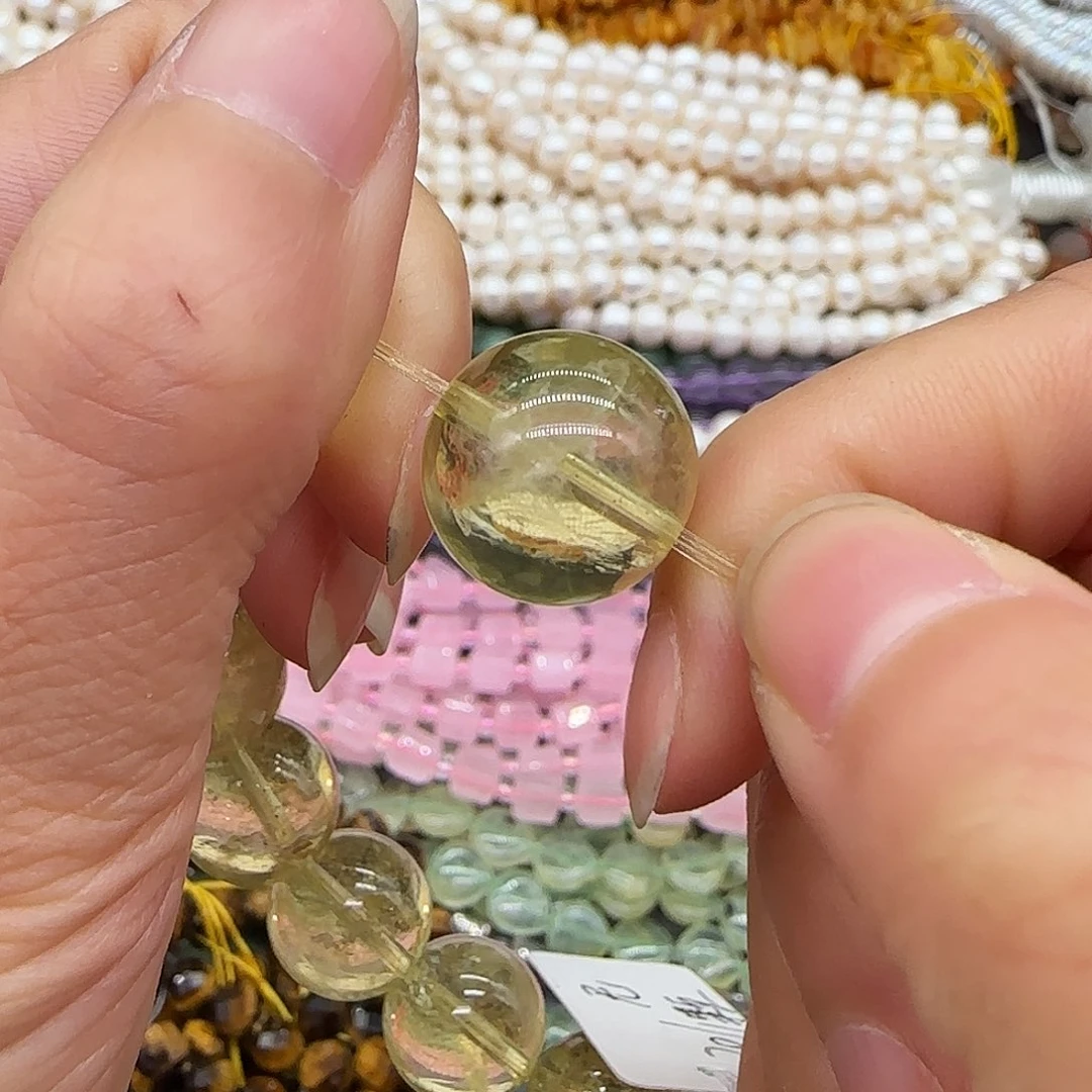 玛瑙/玉髓合金珠宝半成品黄水晶15mm一颗