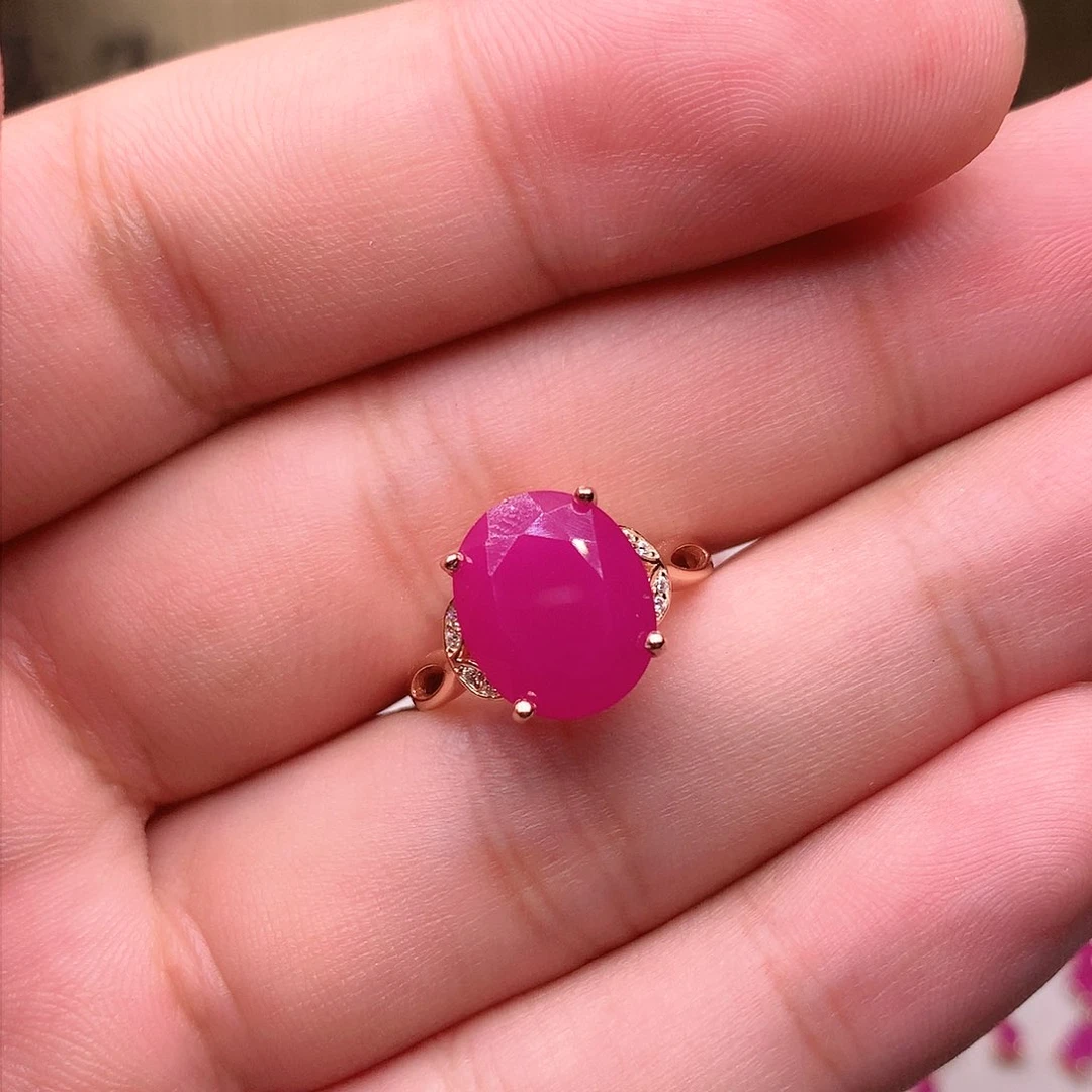 红宝石戒指银S925镶嵌