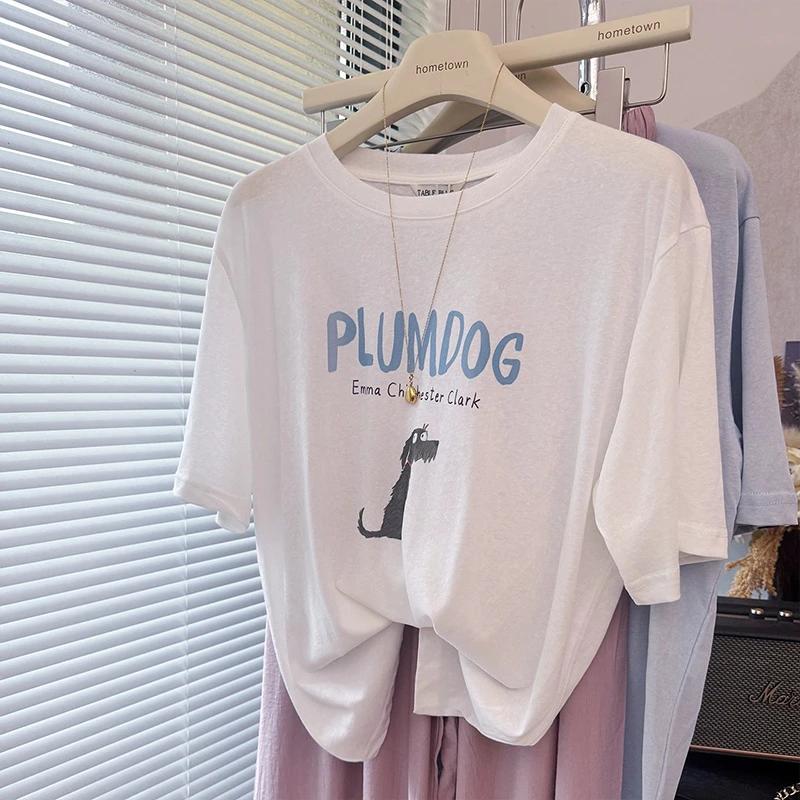 韩系胖mm宽松大码圆领t恤衫2025夏季新款雪花棉短袖200斤遮肉上衣