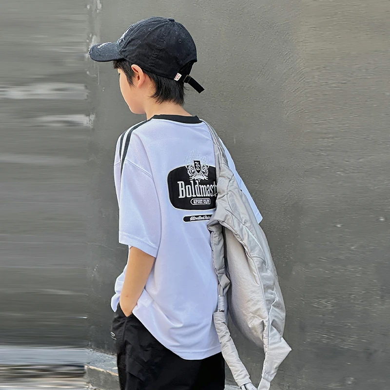 Mast『150g 速干田径布』2025夏季青少年亲子装短袖刺绣T恤宽松百搭