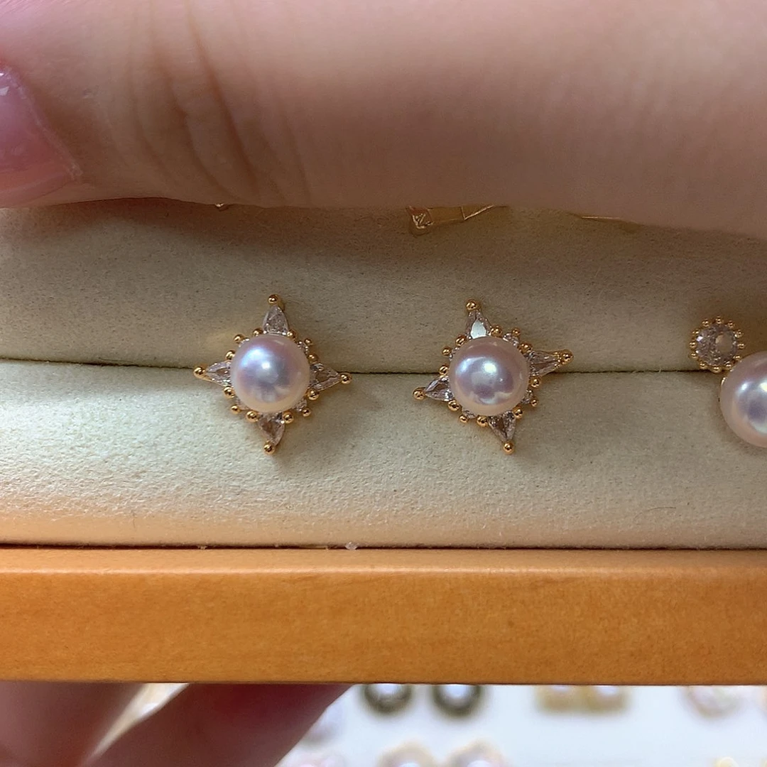合金淡水珍珠耳饰