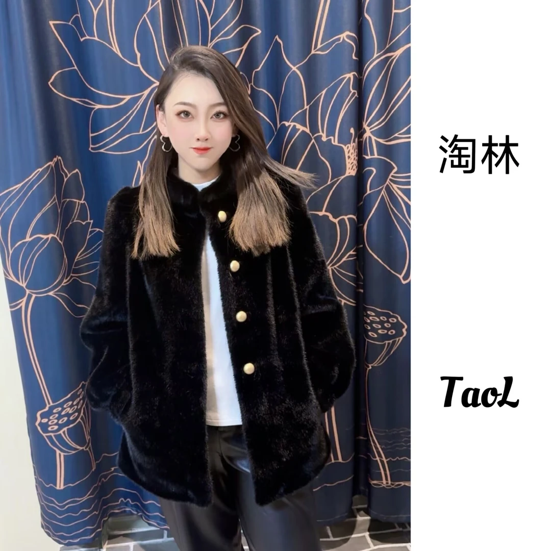 【买一送一】金扣款气质轻奢时尚设计师开春毛毛冬季毛绒外套秋冬