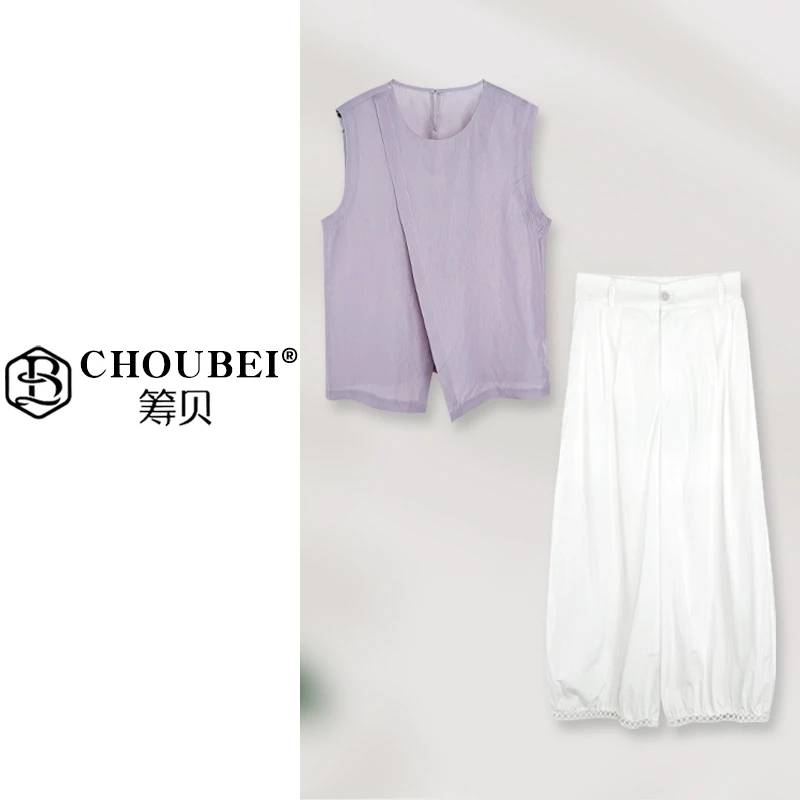 筹贝-【复古文艺套装•专柜】老钱极简休闲显瘦套裤112