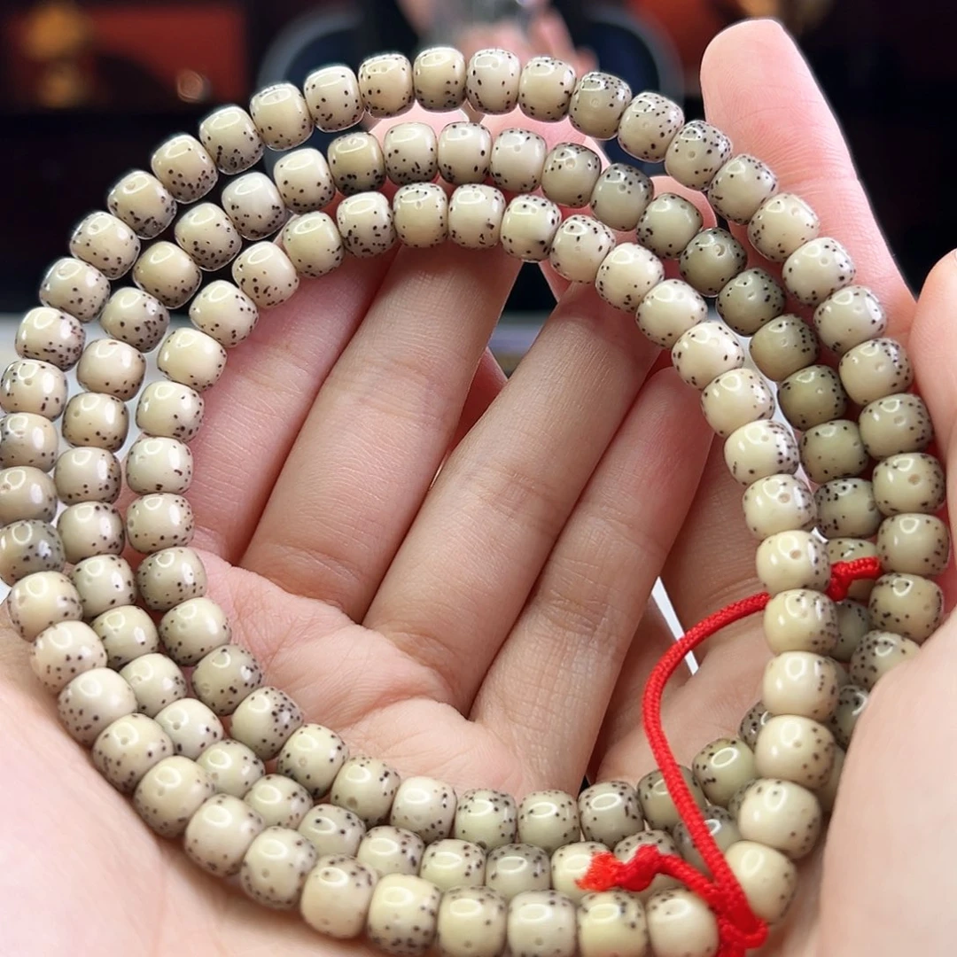 手串星月菩提Fqh7.5*6.5玉化料 大通体留白 颗粒星