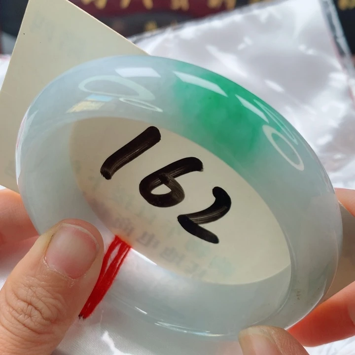 未镶嵌手镯翡翠白底青轮胎