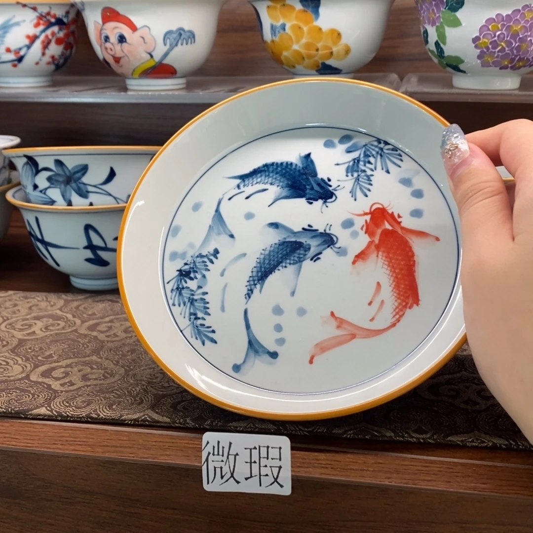 釉下手绘茶具微瑕