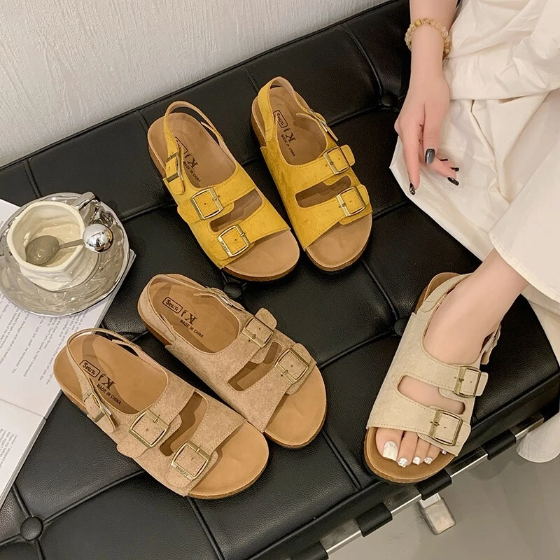 勃肯凉鞋2025夏季新款软木厚底女百搭外穿休闲沙滩勃肯鞋防滑增高