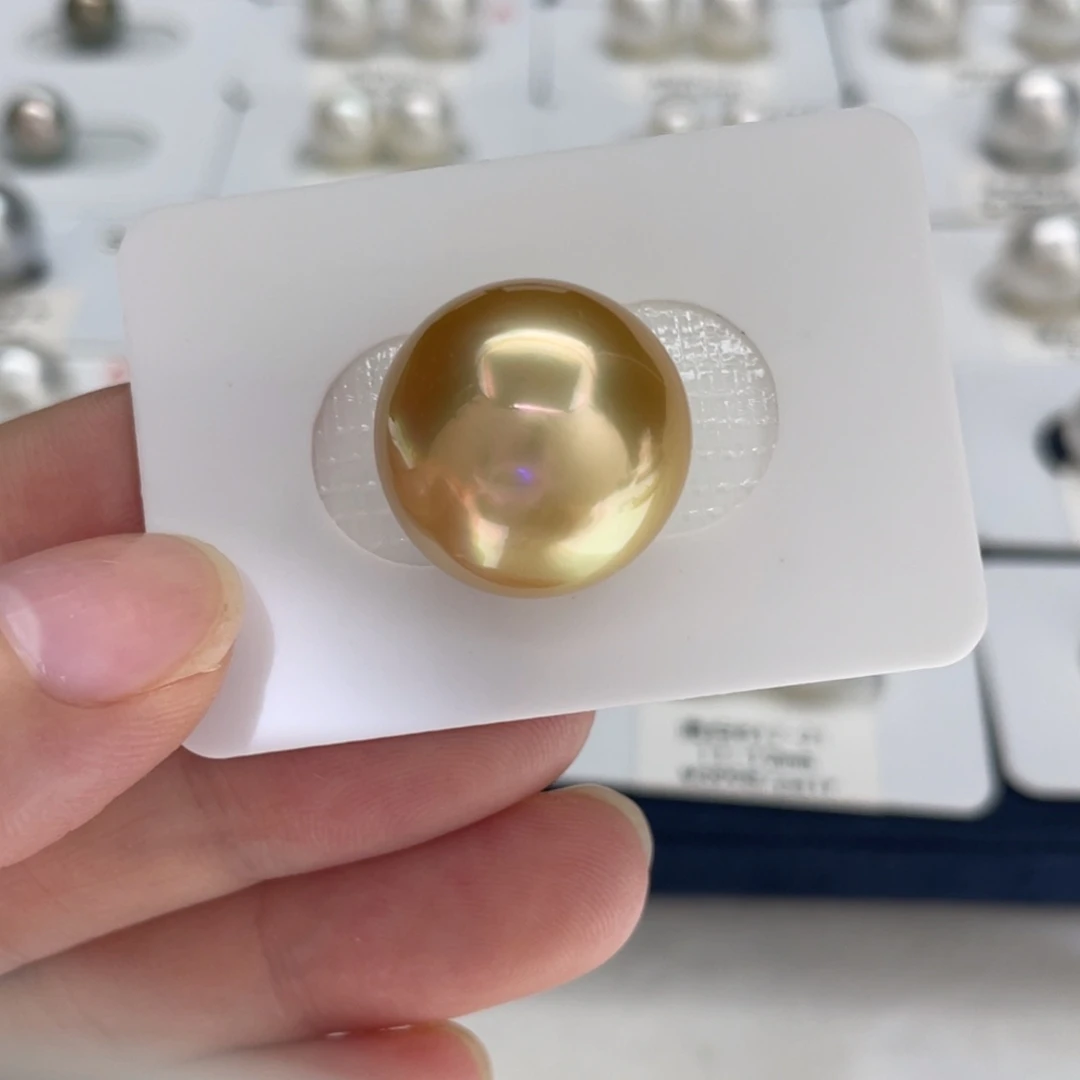 未镶嵌颈饰海水珍珠南洋金珠浓茶金17-18mm