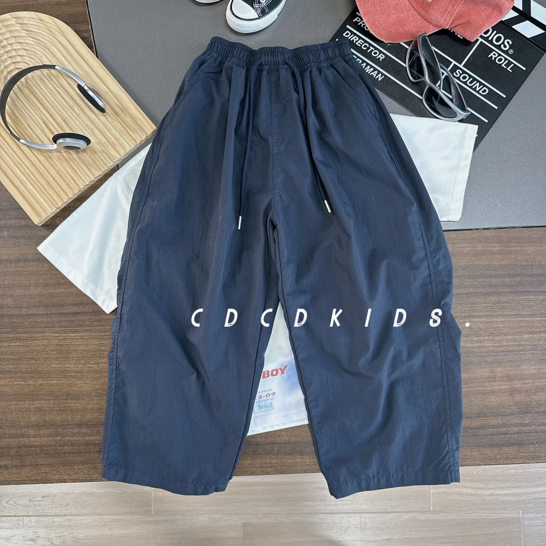 儿童休闲抽绳宽松直筒长裤夏装男女童裤子百搭薄款夏季运动裤8158