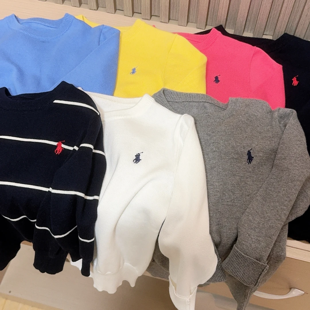 儿童织针衫秋季新款男女童针织衫宝宝圆领套头针织衫 纯棉
