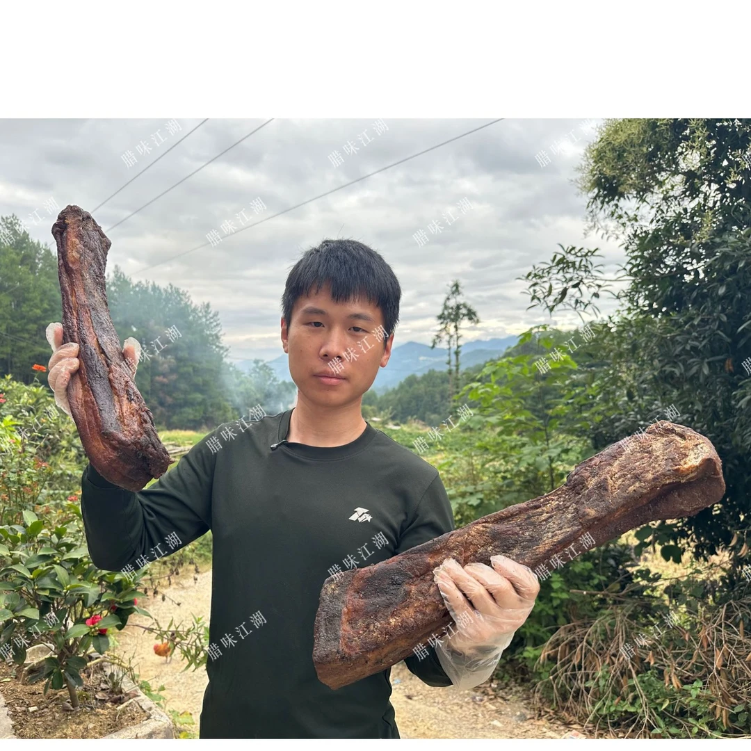 （农家自制）川渝特产正宗柴火烟熏五花腊肉农家粮食土猪风味