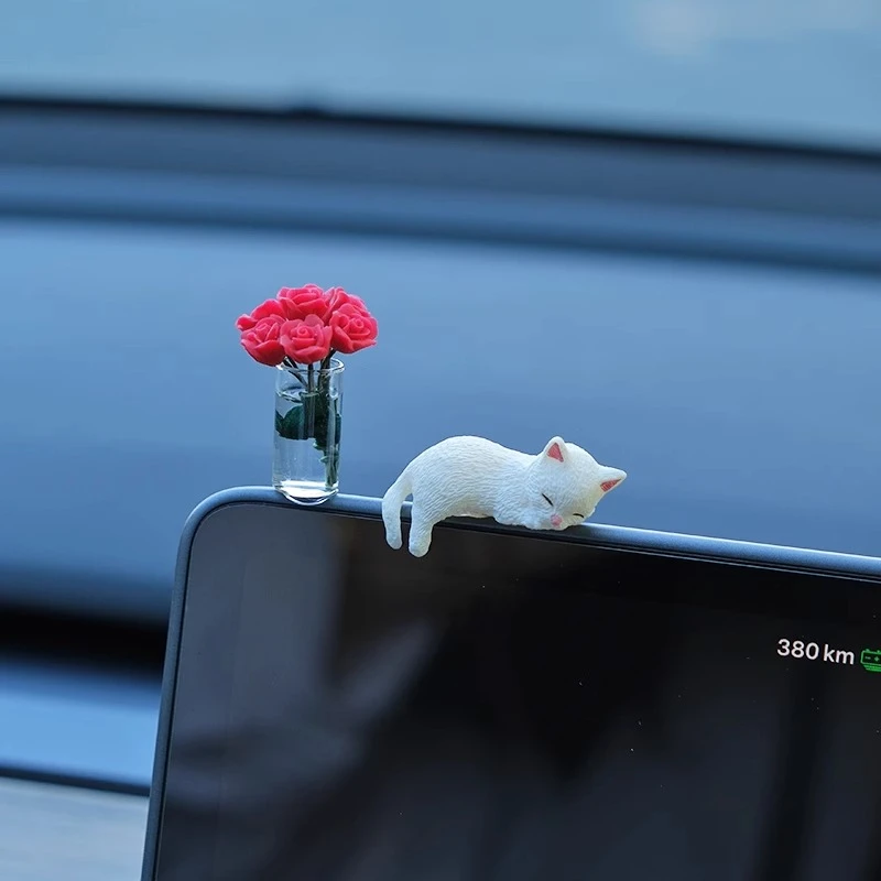 可爱慵懒猫咪汽车屏幕小摆件车载中控显示屏趴趴玩偶车内装饰摆件