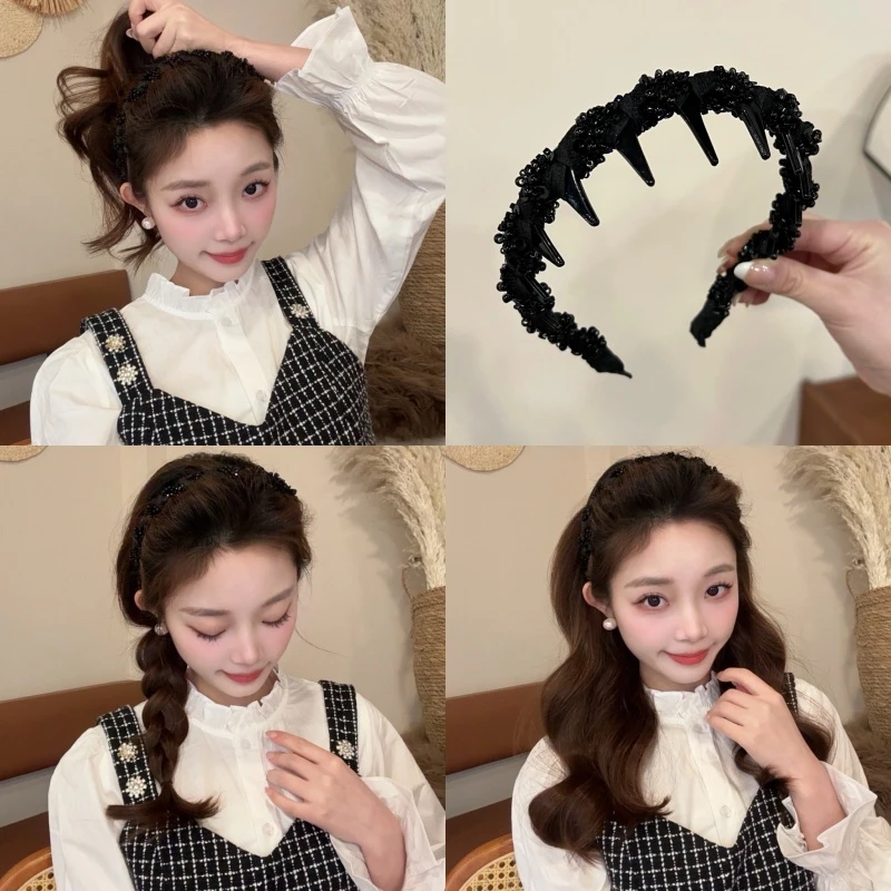 熹金轻奢气质小香风手工绕珠波浪发箍高级感百搭头箍发卡洋气头饰