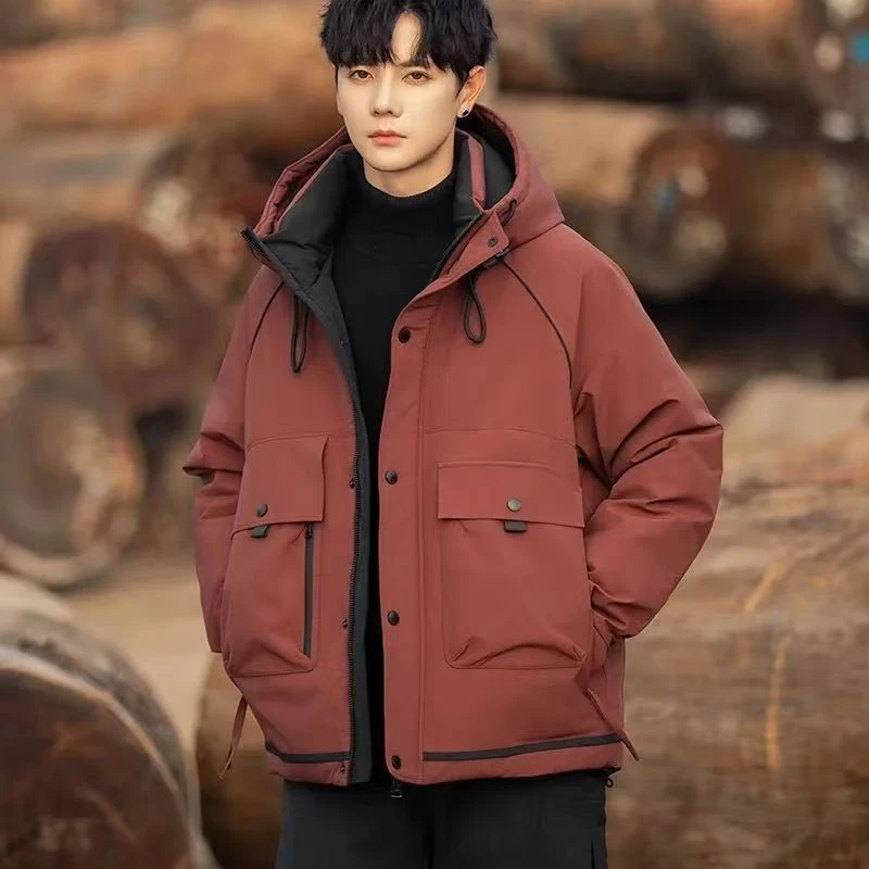 2025年工装羽绒服男士冬季新款连帽高端防寒服户外保暖短款外套