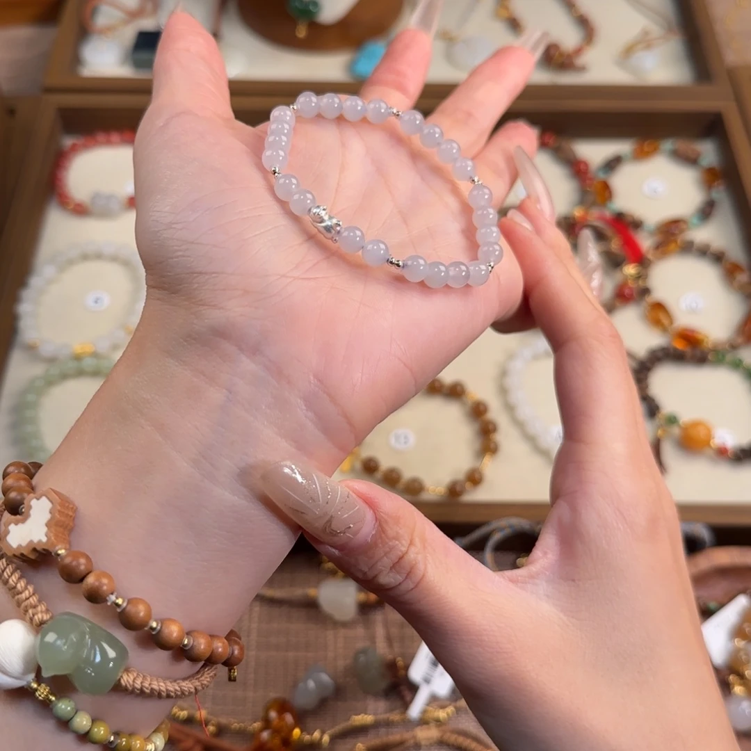 无***荷和田玉（糖玉）未镶嵌手链