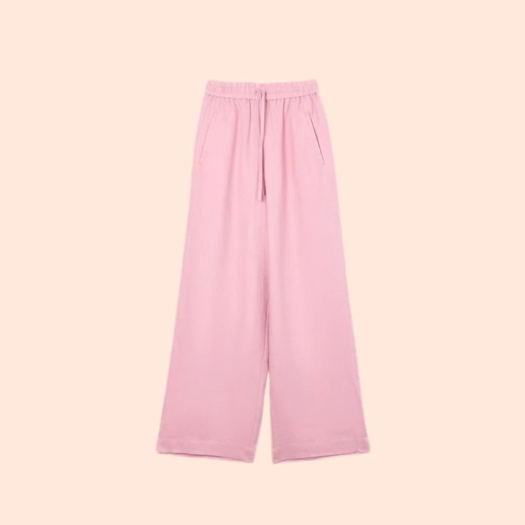 【清妙】施家同款100天然植物优质亚麻来自欧美法国休闲裤直筒女裤