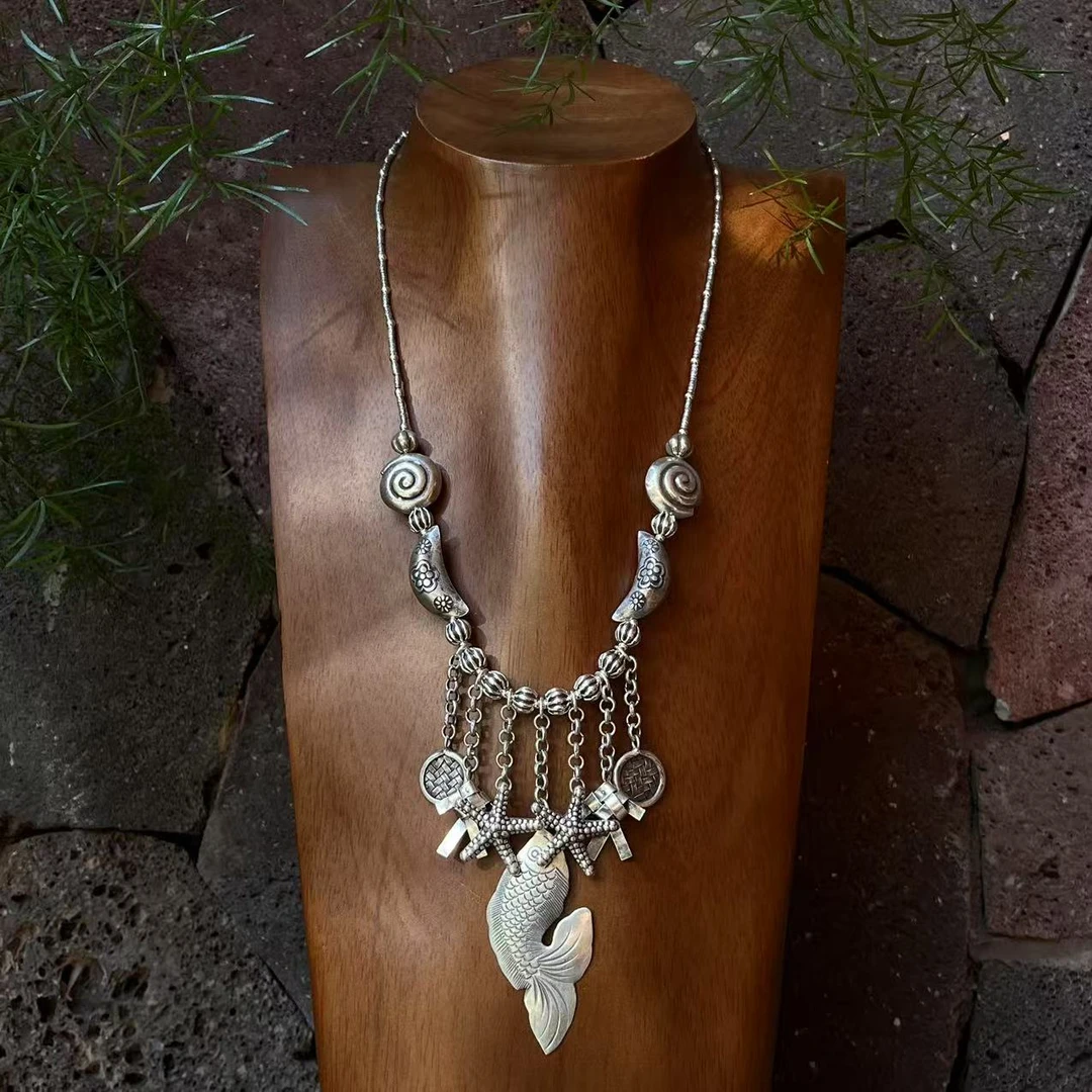 坠链均925银 【泰云匠】泰国手工925银多提溜锦鲤76.5克长项链