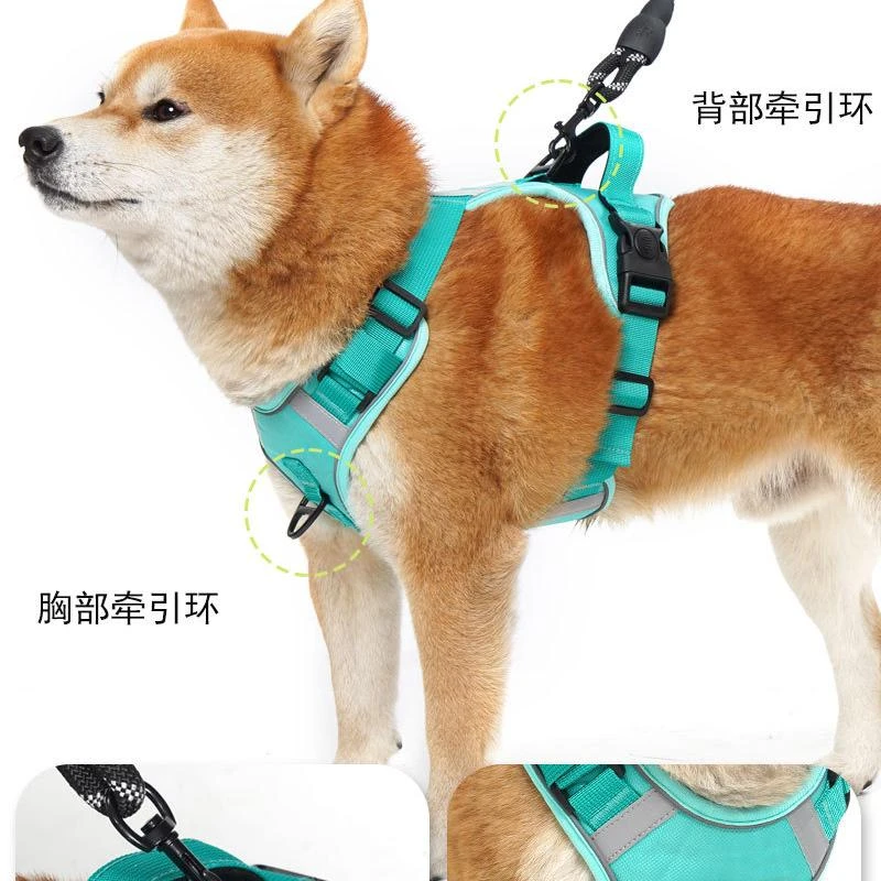 热卖宠物牵引绳背心式小狗通用胸背带遛狗幼犬牵引绳带反光