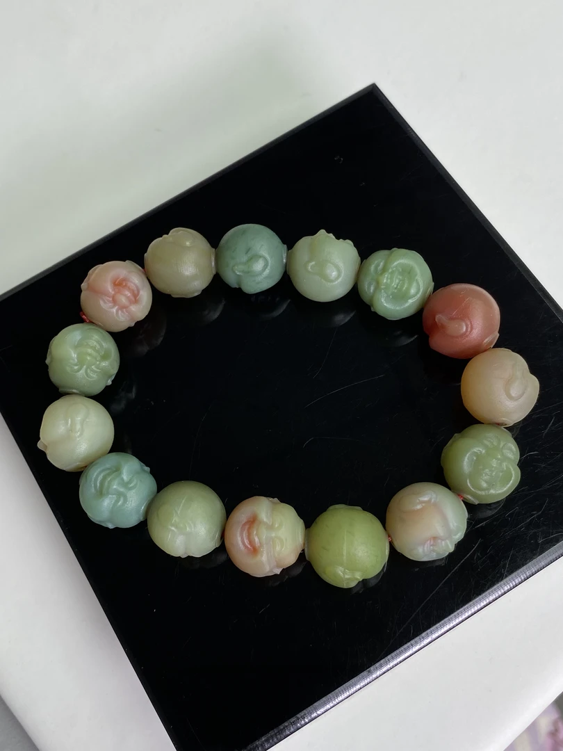 13mm盐原精美佛公雕刻手串-306