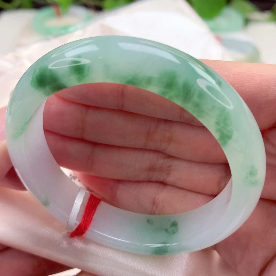 未镶嵌手镯翡翠54.1冰胶色花 性价比高 喵喵