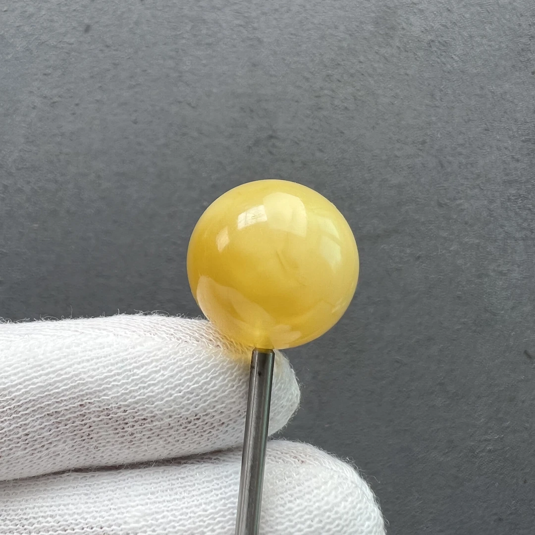 Y7807天然原矿蜜蜡17.7mm圆珠 支持鉴定假一罚四