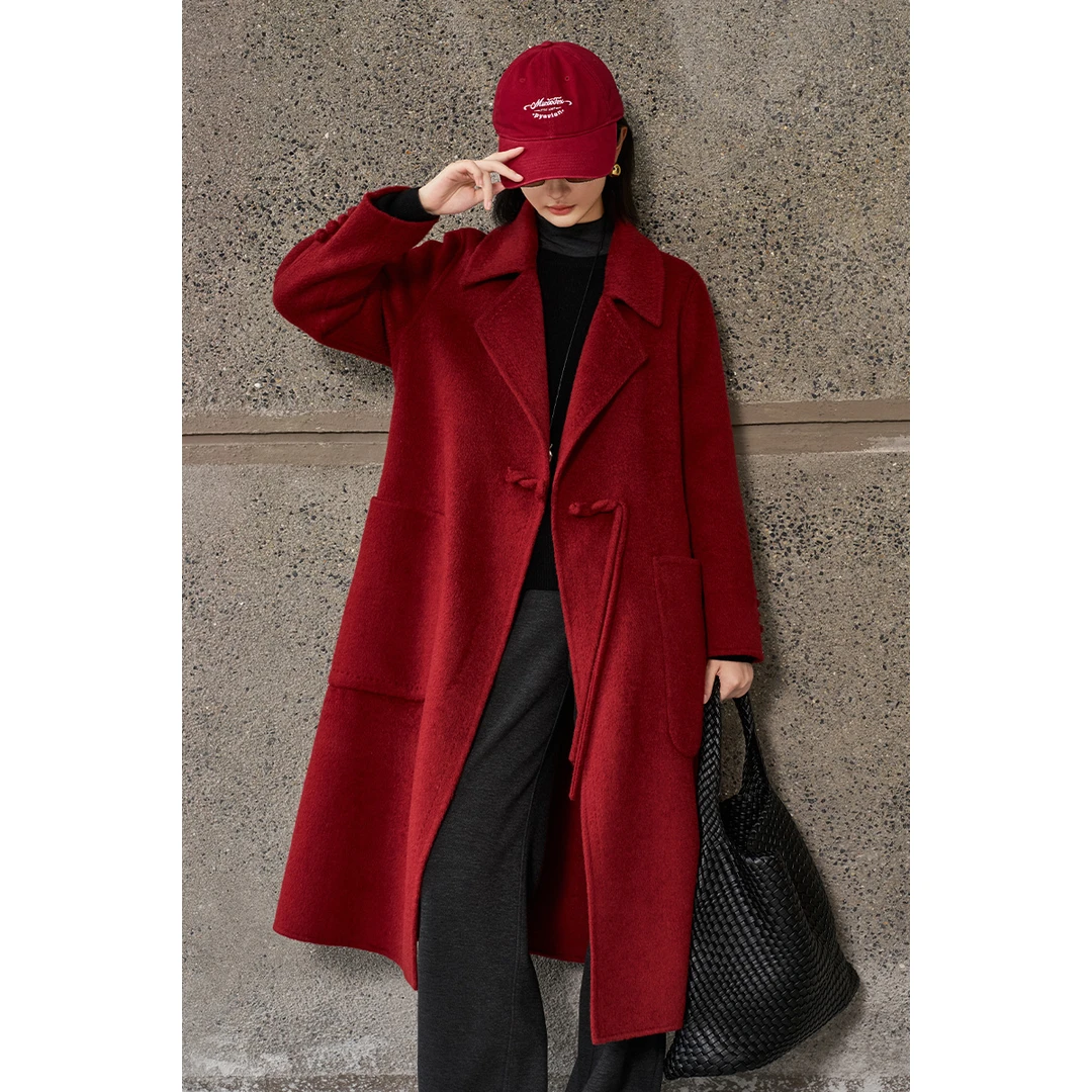 米思阳新款优雅气质毛呢外套秋冬显瘦双面呢韩版大衣女5J25DZ4125