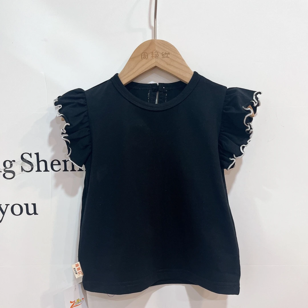 【周艳红】【泡泡袖上衣】夏季女童休闲简约透气泡泡袖圆领T恤上衣