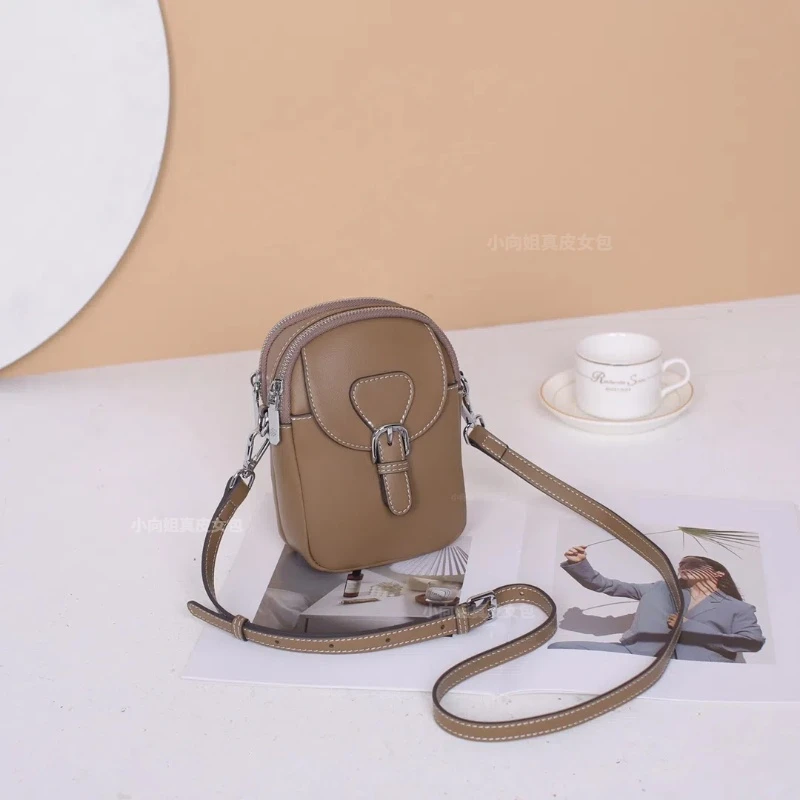 小向姐专属牛皮手机包单肩百搭休闲时尚小包包简约女士休闲真皮包