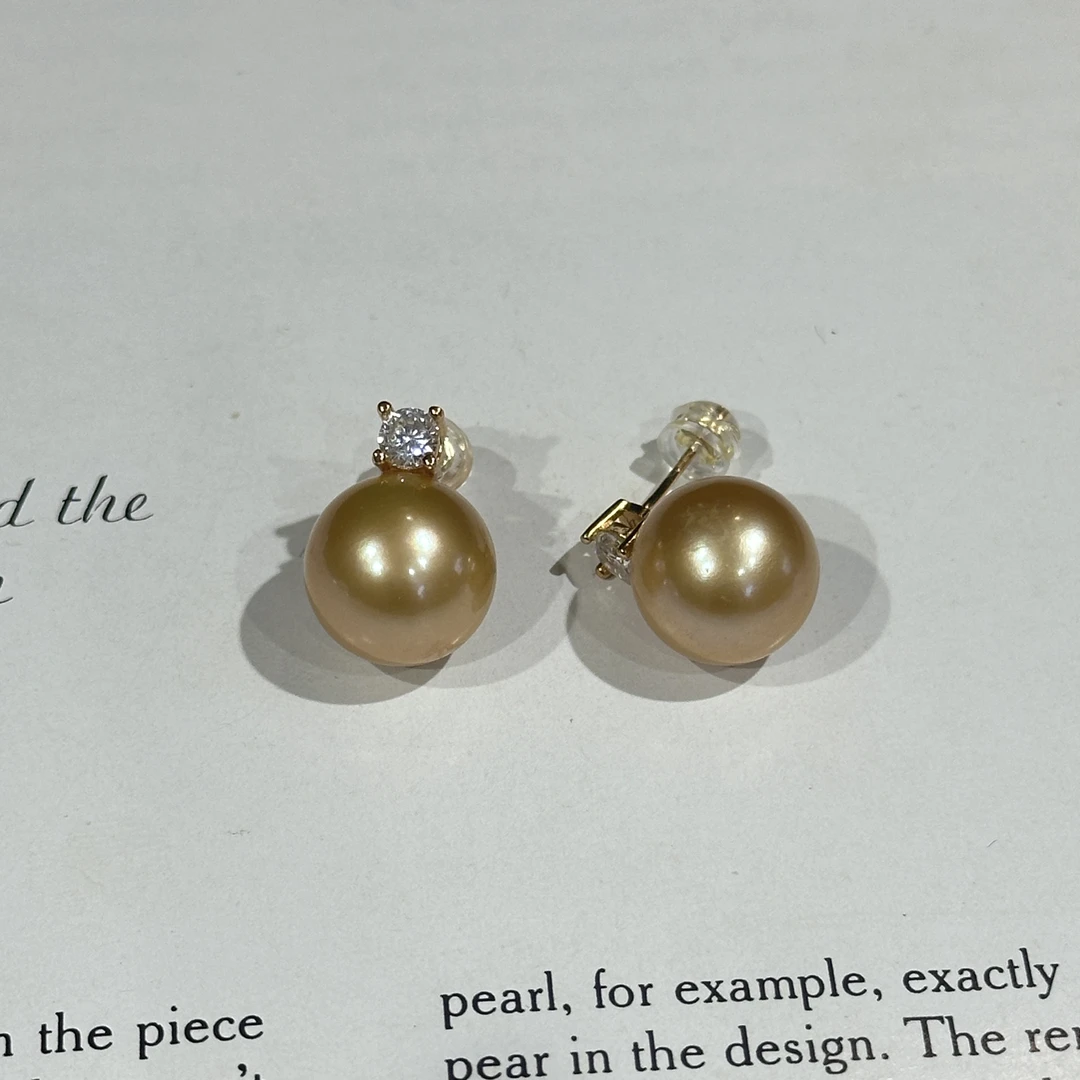 珍珠耳饰 日本戴妃金珠耳钉12mm左右 ZB251303