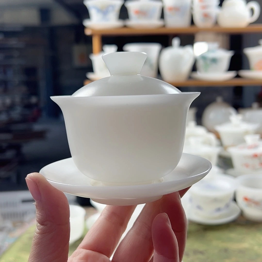 素烧璞玉元宝盖碗满容150ml盖下120ml