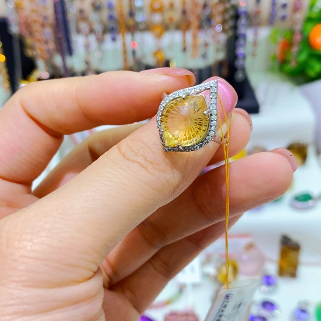 银S925镶嵌戒指黄晶