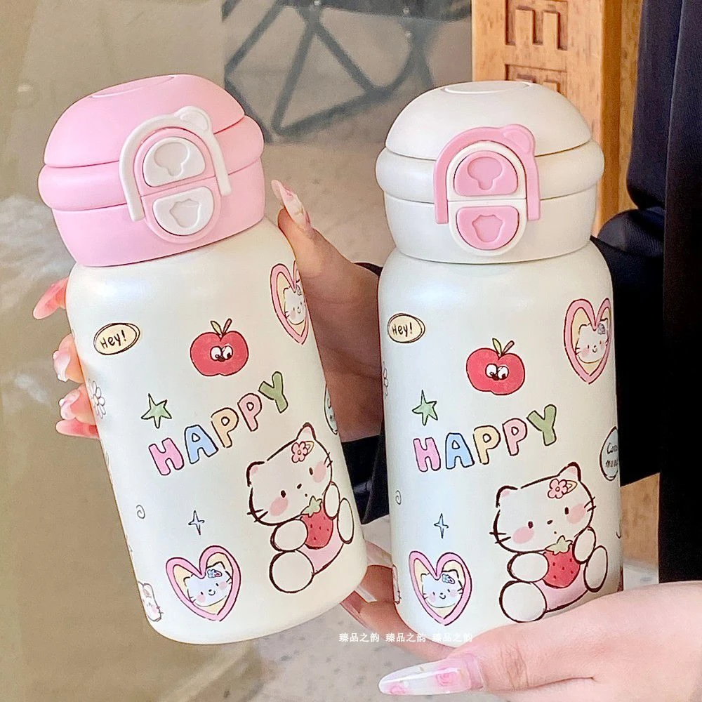 新款保温杯不锈钢学生可爱水杯高颜值304女生便携吸管ins简约小众