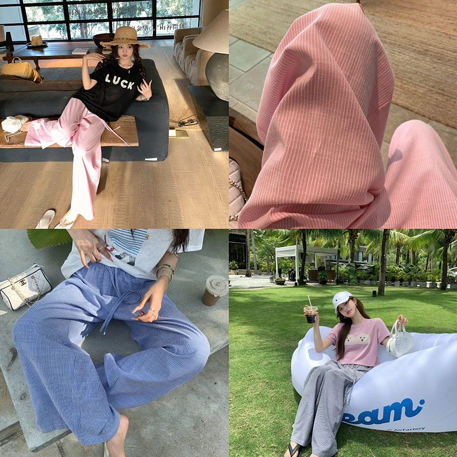 张贝贝 柏林步调 天然竹节棉 松弛感条纹空气裤